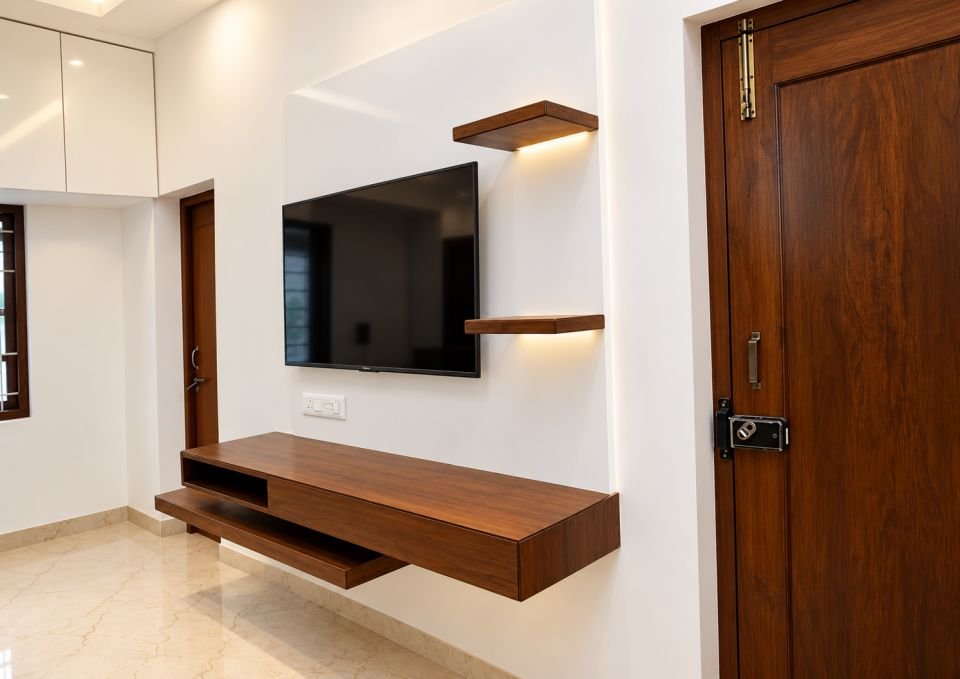 Bedroom TV unit with floating console