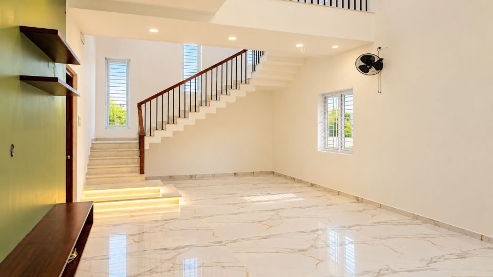 Living hall with the staircase beyond