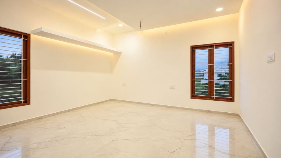 Bedroom with cove lighting
