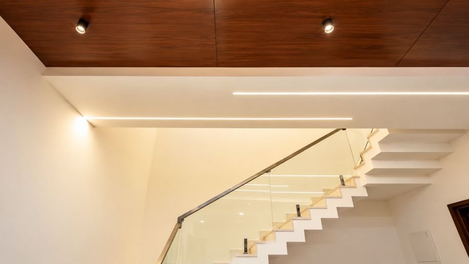 Staircase with profile lighting